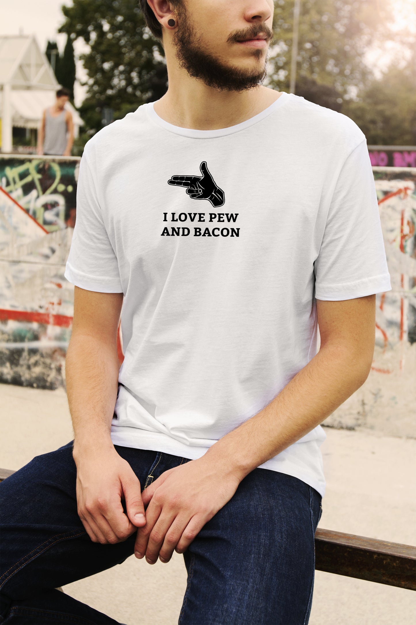 Tee-shirt "I love PEW and bacon"